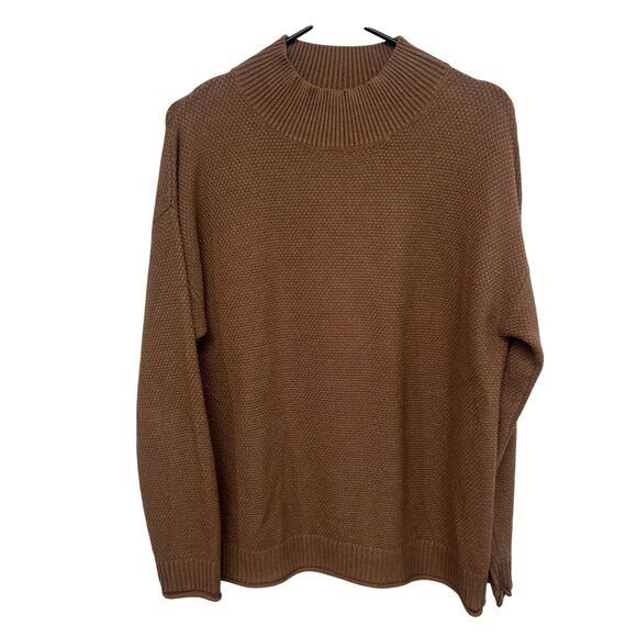 Minimalist Brown Mock Neck Sweater Merokeety Medium Quiet Luxury - Picture 1 of 7